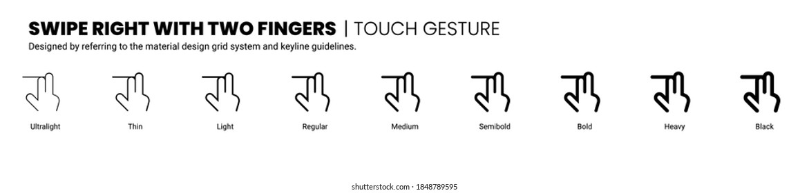 swipe right with two fingers screen touch and gesture icon is designed to be simple, uncomplicated, and minimal referring to Google’s Material Design.