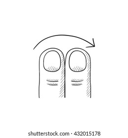 Swipe right with two fingers vector sketch icon isolated on background. Hand drawn touch screen gesture down icon. Touch screen gesture down sketch icon for infographic, website or app.