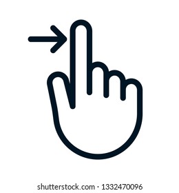 Swipe to Right Using Index Finger Hand Icon Outline