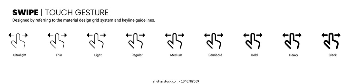 swipe screen touch and gesture icon is designed to be simple, uncomplicated, and minimal referring to Google’s Material Design.