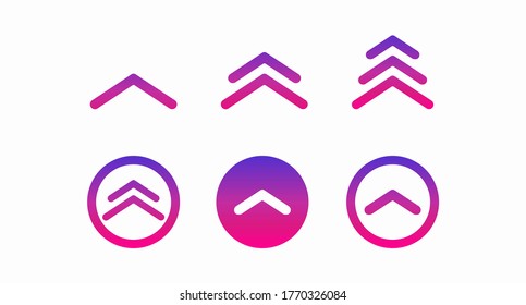 Swipe Up Set Icon. Arrow Up Button. Colored Gradient Up Arrows Isolated On A White Background. Social Media Network Concept. Web Design. Vector Illustration