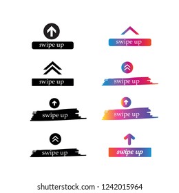 Swipe up set stories vector. Stories swipe button, vector illustration