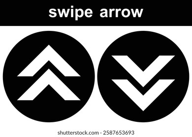 Swipe up slide arrow button, scroll ui icon. Scroll upward, downward vector icon set. Swipe, Scroll, Drag up and down arrow vector set. Swipe button isolated symbol. 