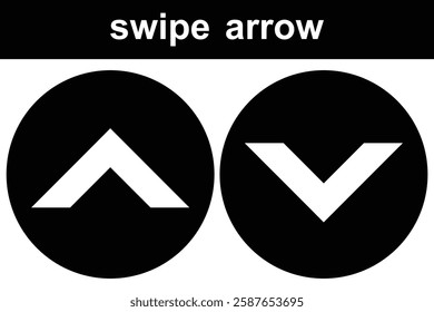 Swipe up slide arrow button, scroll ui icon. Scroll upward, downward vector icon set. Swipe, Scroll, Drag up and down arrow vector set. Swipe button isolated symbol. 