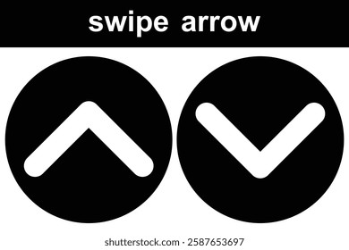 Swipe up slide arrow button, scroll ui icon. Scroll upward, downward vector icon set. Swipe, Scroll, Drag up and down arrow vector set. Swipe button isolated symbol. 