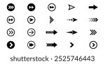 Swipe or slide right side icon set. Swipe to right arrow vector symbol. Drag right. Scroll screen to right side icon set.