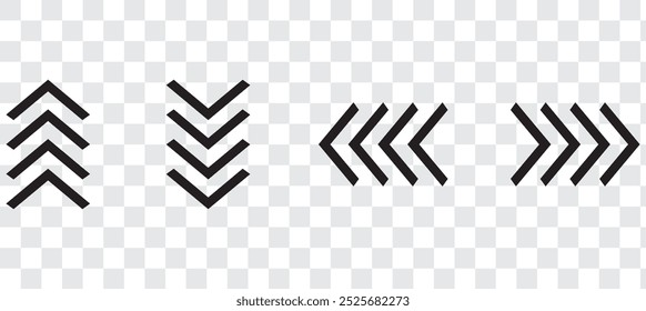 Symbolsatz auf der rechten Seite verschieben oder verschieben. Nach rechts schwenken, Vektorsymbol. Ziehen Sie nach rechts. Bildlauf zur rechten Seite des Symbolsatzes.