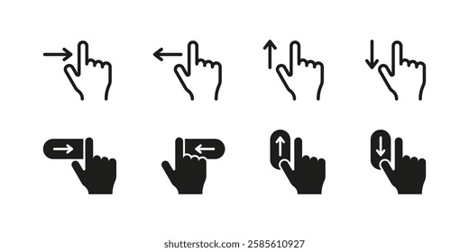 Swipe and Slide Vector Finger Movement Icon Set