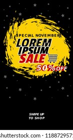 Swipe up story banner sale.modern vector illustration. social media post template