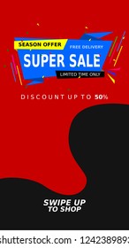 Swipe up story banner sale.modern vector illustration