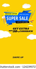 Swipe up story banner sale.modern vector illustration