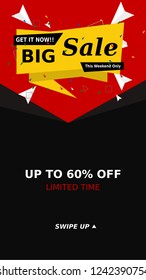 Swipe up story banner sale.modern vector illustration