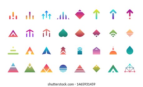Swipe up story button icon set. Application and social network scroll arrow pictogram for fashion blogger stories design. Vector flat modern gradient style illustration