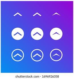 swipe up.up arrow button icons with a blue purple gradient background . vector illustration