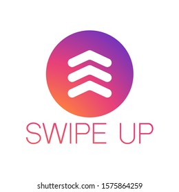 Swipe up, arrow up buttons colorful instagram gradient. Text swipe up. Social media instagram concept. Vector illustration. Swipe up like instagram. on background instagram colors