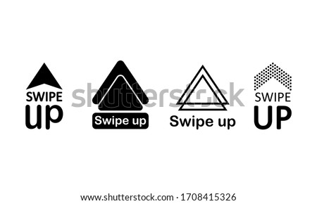 Swipe up, arrow up icon modern button for web or appstore design black symbol isolated on white background. Vector EPS 10.