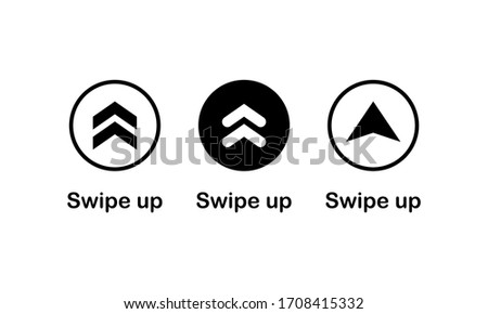 Swipe up, arrow up icon modern button for web or appstore design black symbol isolated on white background. Vector EPS 10.