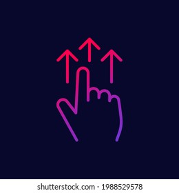 Swipe up, hand gesture line icon
