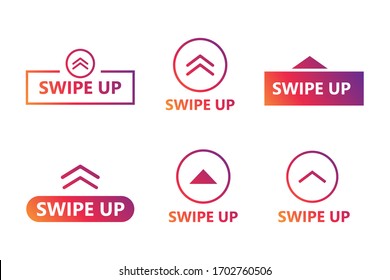 Swipe up. Set of buttons for social medias. Vector