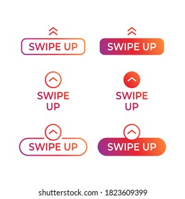 Swipe up, set of buttons for social media. Swipe up insta story icon.