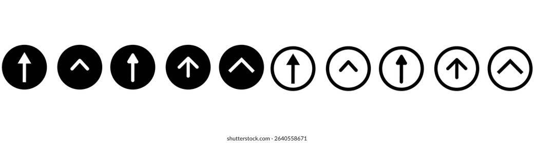 Swipe up, set of buttons for social media. Black arrows, buttons and web icons for advertising and marketing in social media application. Scroll.