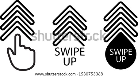Swipe up, set of buttons for social media. Arrow web icon for advertising and marketing in social media application. Scroll or swipe up. Simple linear design