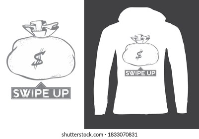 Swipe up. Stylish geometric t-shirt and apparel modern design, typography, print, Global swatches, vector illustration