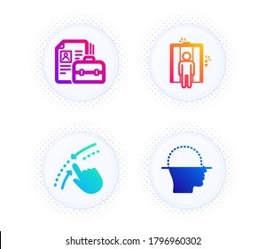 Swipe Up, Vacancy And Elevator Icons Simple Set. Button With Halftone Dots. Face Scanning Sign. Touch Down, Hiring Job, Lift. Faces Detection. People Set. Gradient Flat Swipe Up Icon. Vector