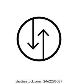 Swipe up-down arrow icon vector isolated on circle line background. filled flat sign, solid pictogram isolated on white background. Exchange symbol, logo. Vector illustration. Eps file 64.