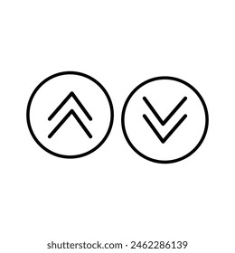 Swipe up-down arrow icon vector isolated on circle line background. filled flat sign, solid pictogram isolated on white background. Exchange symbol, logo. Vector illustration. Eps file 62.