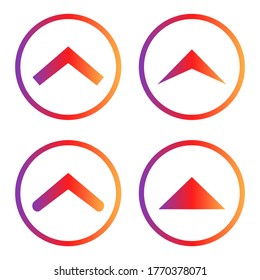 Girar hacia arriba la flecha vectorial. Suba las historias. Botón redondeo de degradado. 