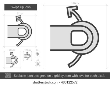 Swipe up vector line icon isolated on white background. Swipe up line icon for infographic, website or app. Scalable icon designed on a grid system.