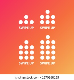 Swipe up with white, black and transcend icons for link transitions on colorful background