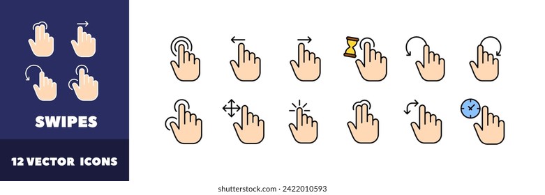 Swipes icon set. Flat style. Vector icons