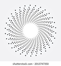 Swirl abstract halftone background. Concentric dotted backdrop, texture, pattern, object, logo, frame for multipurpose uses. Vector illustration.