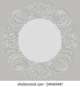 Swirl abstract pattern, ornamental round frame