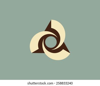Swirl abstract vector sign. Twist pyramid logo design retro template 