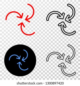 Swirl arrows EPS vector pictogram with contour, black and colored versions. Illustration style is flat iconic symbol on chess transparent background.