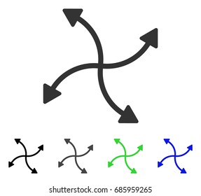 Swirl Arrows flat vector icon. Colored swirl arrows gray, black, blue, green pictogram versions. Flat icon style for application design.