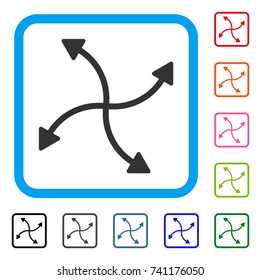 Swirl Arrows icon. Flat gray iconic symbol inside a light blue rounded square. Black, gray, green, blue, red, orange color variants of Swirl Arrows vector. Designed for web and software UI.