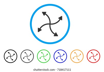 Swirl Arrows rounded icon. Style is a flat swirl arrows gray symbol inside light blue circle with black, gray, green, blue, red, orange variants. Vector designed for web and software interfaces.