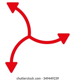 Swirl Arrows vector icon. Style is flat symbol, red color, rounded angles, white background.
