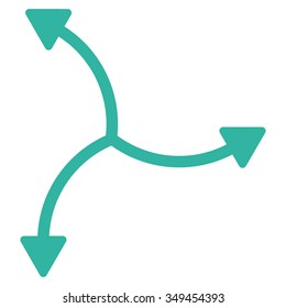 Swirl Arrows vector icon. Style is flat symbol, cyan color, rounded angles, white background.