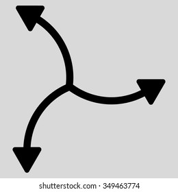 Swirl Arrows vector icon. Style is flat symbol, black color, rounded angles, light gray background.
