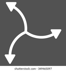 Swirl Arrows vector icon. Style is flat symbol, white color, rounded angles, gray background.