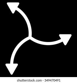 Swirl Arrows vector icon. Style is flat symbol, white color, rounded angles, black background.