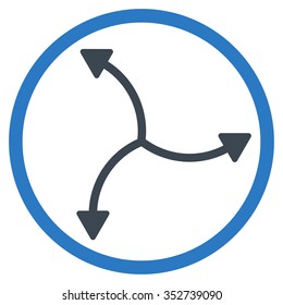 Swirl Arrows vector icon. Style is bicolor flat circled symbol, smooth blue colors, rounded angles, white background.
