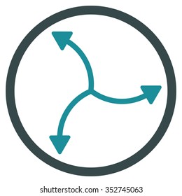 Swirl Arrows vector icon. Style is bicolor flat circled symbol, soft blue colors, rounded angles, white background.