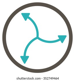 Swirl Arrows vector icon. Style is bicolor flat circled symbol, grey and cyan colors, rounded angles, white background.
