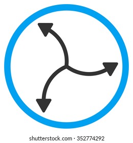 Swirl Arrows vector icon. Style is bicolor flat circled symbol, blue and gray colors, rounded angles, white background.
